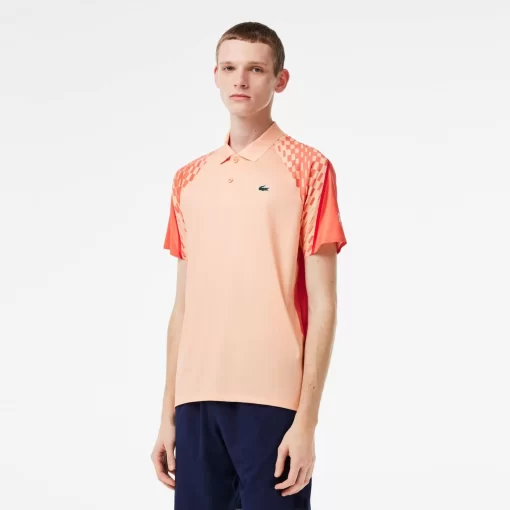 Lacoste Tennis>Herren Trikolor-Poloshirt Tennis X Novak Djokovic Hell Orange / Orange / Rot T7I