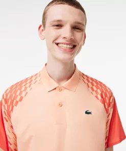 Lacoste Tennis>Herren Trikolor-Poloshirt Tennis X Novak Djokovic Hell Orange / Orange / Rot T7I