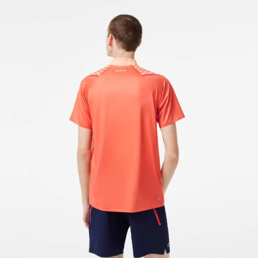 Lacoste Tennis>Herren Trikolor-Poloshirt Tennis X Novak Djokovic Hell Orange / Orange / Rot T7I