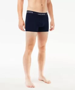 Lacoste Unterwäsche & Loungewear>Herren Trunks Aus Mikrofaser Im 3Er-Pack Navy Blau / Weis / Rot Law