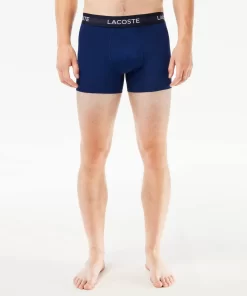 Lacoste Unterwäsche & Loungewear>Herren Trunks Aus Mikrofaser Im 3Er-Pack Navy Blau / Blau Vuc