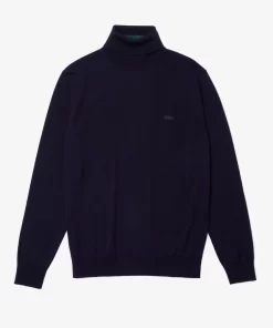 Lacoste Pullover>Herren Woll-Pullover Mit Rollkragen Navy Blau 166