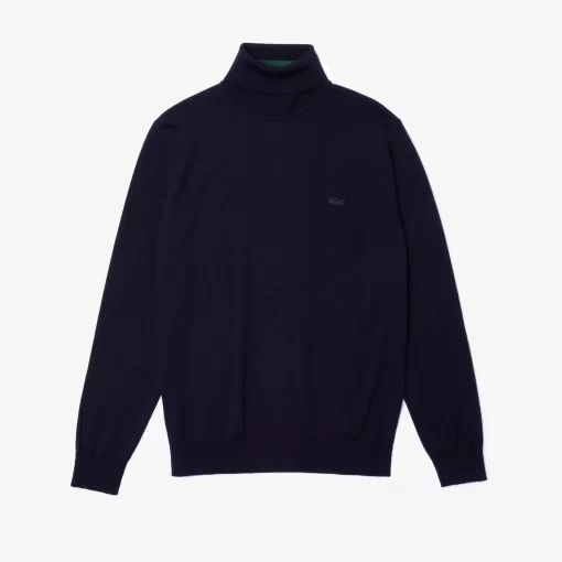 Lacoste Pullover>Herren Woll-Pullover Mit Rollkragen Navy Blau 166