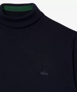 Lacoste Pullover>Herren Woll-Pullover Mit Rollkragen Navy Blau 166