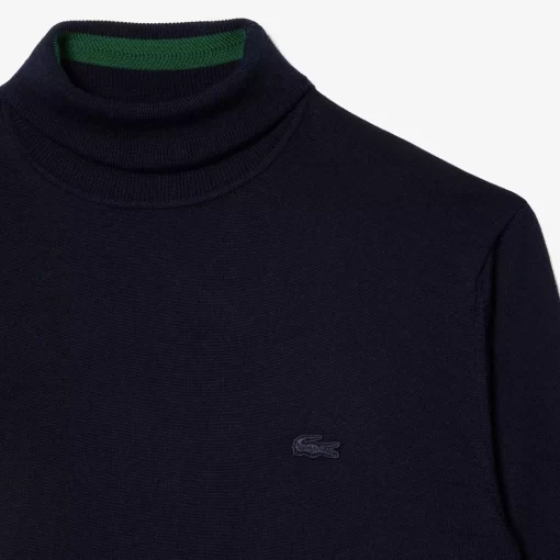 Lacoste Pullover>Herren Woll-Pullover Mit Rollkragen Navy Blau 166