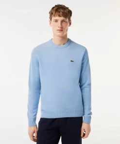 Lacoste Pullover>Herren Woll-Pullover Mit Rundhals Pastellblau Hbp