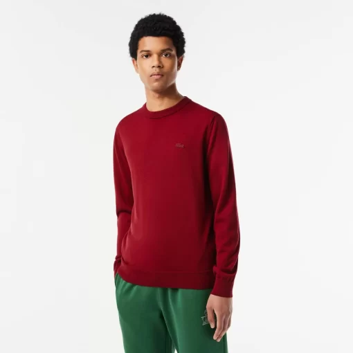 Lacoste Pullover>Herren Woll-Pullover Mit Rundhals Burgunder 476