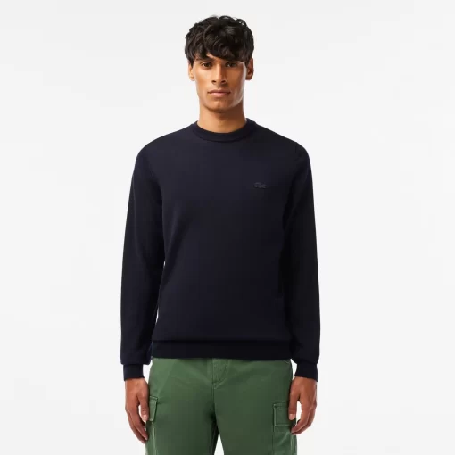 Lacoste Pullover>Herren Woll-Pullover Mit Rundhals Navy Blau 166