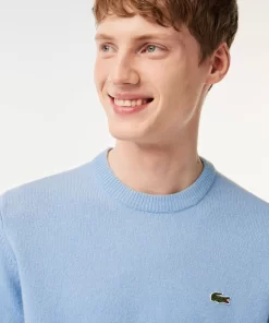 Lacoste Pullover>Herren Woll-Pullover Mit Rundhals Pastellblau Hbp