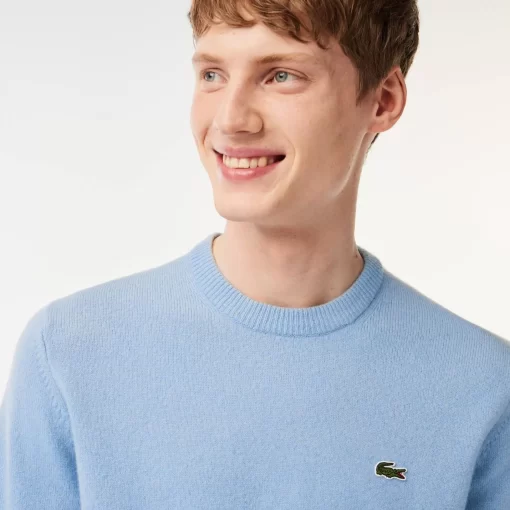 Lacoste Pullover>Herren Woll-Pullover Mit Rundhals Pastellblau Hbp