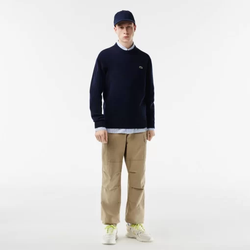 Lacoste Pullover>Herren Woll-Pullover Mit Rundhals Navy Blau 166