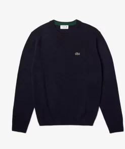 Lacoste Pullover>Herren Woll-Pullover Mit Rundhals Navy Blau 166