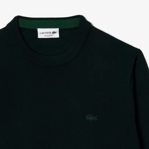 Lacoste Pullover>Herren Woll-Pullover Mit Rundhals Sinople Grun Yzp