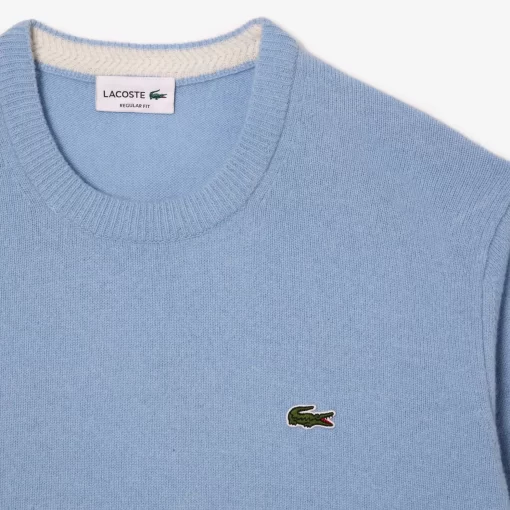 Lacoste Pullover>Herren Woll-Pullover Mit Rundhals Pastellblau Hbp