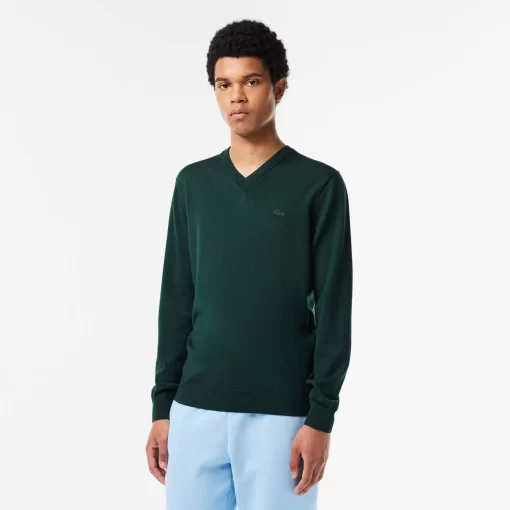 Lacoste Pullover>Herren Woll-Pullover Mit V-Ausschnitt Sinople Grun Yzp