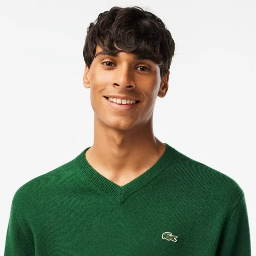 Lacoste Pullover>Herren Woll-Pullover Mit V-Ausschnitt Grun 132