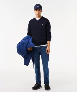 Lacoste Pullover>Herren Woll-Pullover Mit V-Ausschnitt Navy Blau 166