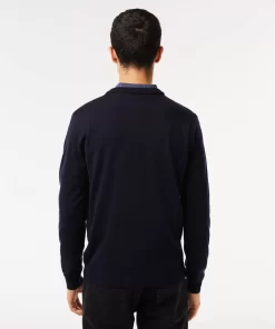 Lacoste Pullover>Herren Woll-Pullover Mit V-Ausschnitt Navy Blau 166