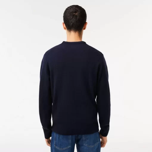 Lacoste Pullover>Herren Woll-Pullover Mit V-Ausschnitt Navy Blau 166