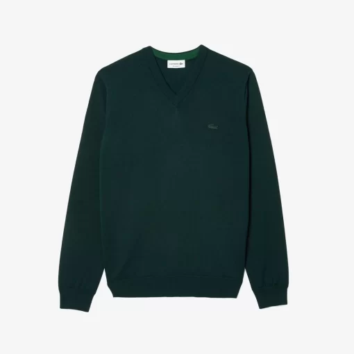 Lacoste Pullover>Herren Woll-Pullover Mit V-Ausschnitt Sinople Grun Yzp