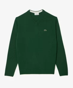 Lacoste Pullover>Herren Woll-Pullover Mit V-Ausschnitt Grun 132