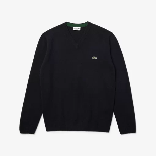 Lacoste Pullover>Herren Woll-Pullover Mit V-Ausschnitt Navy Blau 166