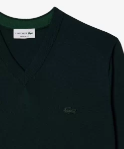 Lacoste Pullover>Herren Woll-Pullover Mit V-Ausschnitt Sinople Grun Yzp