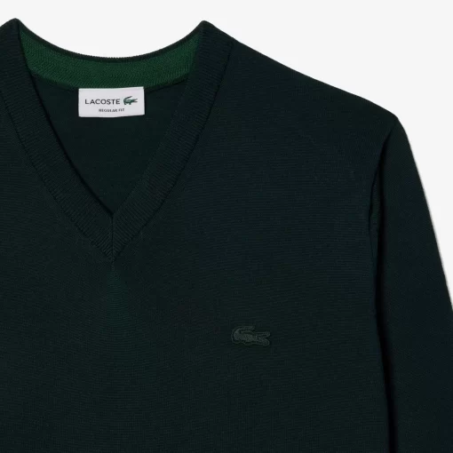 Lacoste Pullover>Herren Woll-Pullover Mit V-Ausschnitt Sinople Grun Yzp