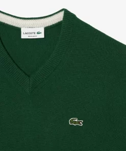 Lacoste Pullover>Herren Woll-Pullover Mit V-Ausschnitt Grun 132