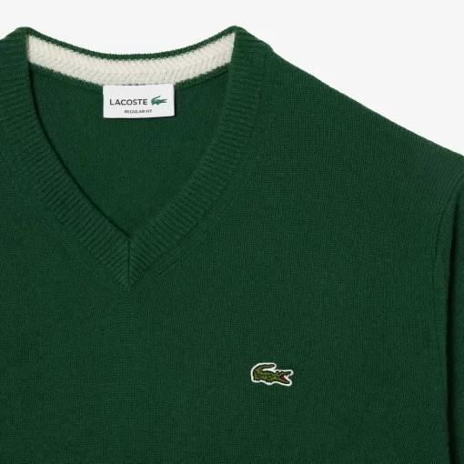 Lacoste Pullover>Herren Woll-Pullover Mit V-Ausschnitt Grun 132