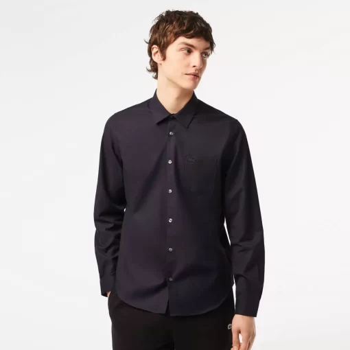 Lacoste Hemden>Herren-Hemd Aus Baumwolle Navy Blau Hde