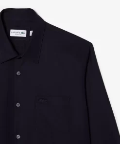 Lacoste Hemden>Herren-Hemd Aus Baumwolle Navy Blau Hde