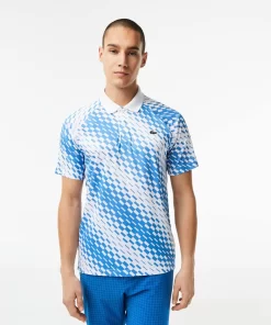 Lacoste Tennis>Herren-Poloshirt Bedruckt Tennis X Novak Djokovic Fan Version Weis / Blau Ga7