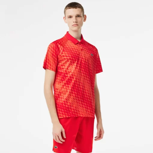 Lacoste Tennis>Herren-Poloshirt Bedruckt Tennis X Novak Djokovic Fan Version Rot / Orange Wi9