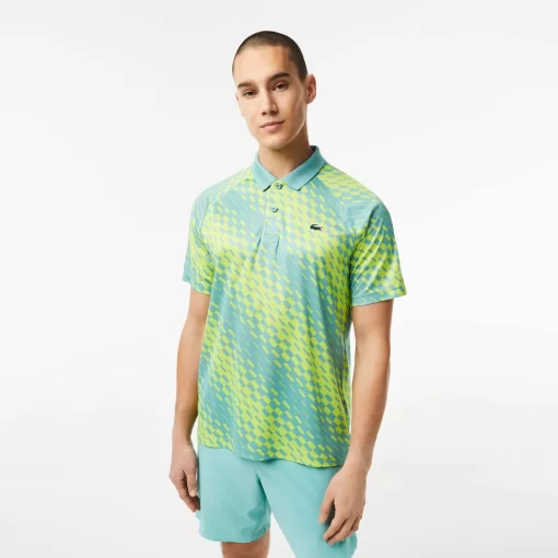 Lacoste Tennis>Herren-Poloshirt Bedruckt Tennis X Novak Djokovic Fan Version Grun / Gelb Zli