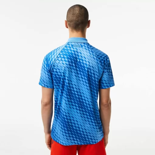 Lacoste Tennis>Herren-Poloshirt Bedruckt Tennis X Novak Djokovic Fan Version Blau Yiq