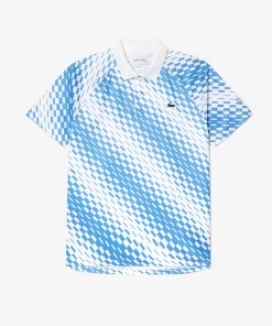 Lacoste Tennis>Herren-Poloshirt Bedruckt Tennis X Novak Djokovic Fan Version Weis / Blau Ga7