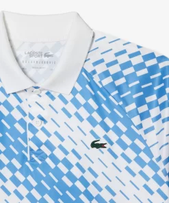 Lacoste Tennis>Herren-Poloshirt Bedruckt Tennis X Novak Djokovic Fan Version Weis / Blau Ga7