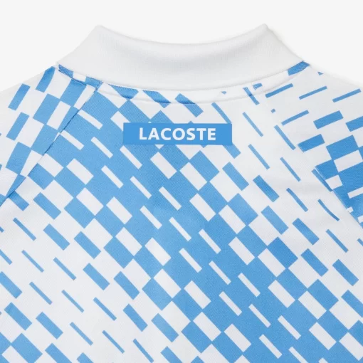 Lacoste Tennis>Herren-Poloshirt Bedruckt Tennis X Novak Djokovic Fan Version Weis / Blau Ga7