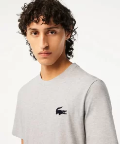 Lacoste Unterwäsche & Loungewear>Herren-Pyjama Oberteil Aus Baumwolle Heidekraut Grau / Navy Blau Mnc