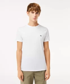 Lacoste T-Shirts>Herren-Rundhals-Shirt Aus Pima-Baumwolljersey Weis 001