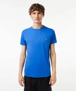 Lacoste T-Shirts>Herren-Rundhals-Shirt Aus Pima-Baumwolljersey Blau Siy