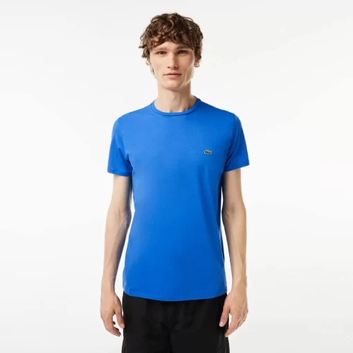 Lacoste T-Shirts>Herren-Rundhals-Shirt Aus Pima-Baumwolljersey Blau Siy