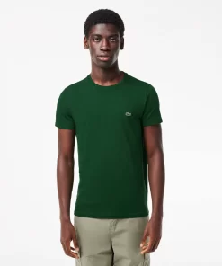 Lacoste T-Shirts>Herren-Rundhals-Shirt Aus Pima-Baumwolljersey Grun 132