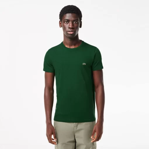 Lacoste T-Shirts>Herren-Rundhals-Shirt Aus Pima-Baumwolljersey Grun 132