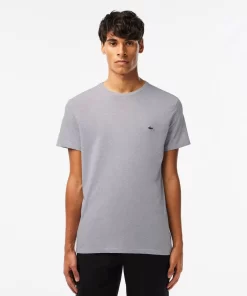 Lacoste T-Shirts>Herren-Rundhals-Shirt Aus Pima-Baumwolljersey Heidekraut Grau Cca