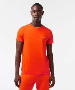 Lacoste T-Shirts>Herren-Rundhals-Shirt Aus Pima-Baumwolljersey Orange Sji