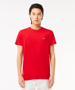 Lacoste T-Shirts>Herren-Rundhals-Shirt Aus Pima-Baumwolljersey Rot 240