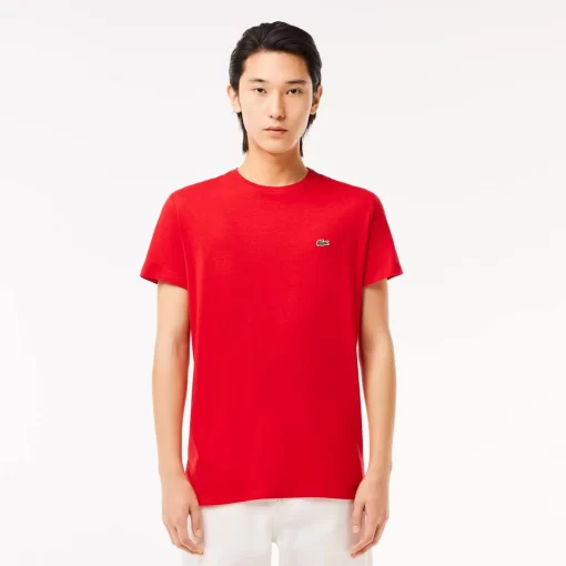 Lacoste T-Shirts>Herren-Rundhals-Shirt Aus Pima-Baumwolljersey Rot 240