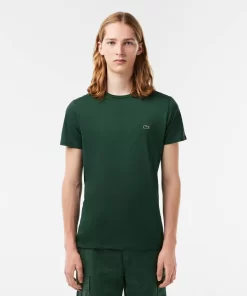 Lacoste T-Shirts>Herren-Rundhals-Shirt Aus Pima-Baumwolljersey Dunkelgrun Smi